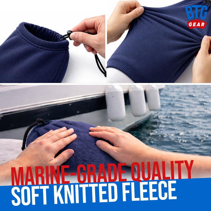 HTM-1/ HTM-2/HTM-3 Hole in The Middle Marine Fleece Boat Fenders Bumpers Covers/Socks (Navy Blue) HTM-2 (8"x20") - TWO PACK - BeesActive Australia