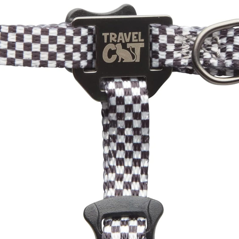 Travel Cat Harness and Bungee Leash Set - 2 in 1 Adjustable Escape Proof Cat Harness & Leash for Small, Medium, Large Cats, Kitten - Safe H-Style Cat Leash Harness for Outdoor Walking (Checkered) Checkered - BeesActive Australia