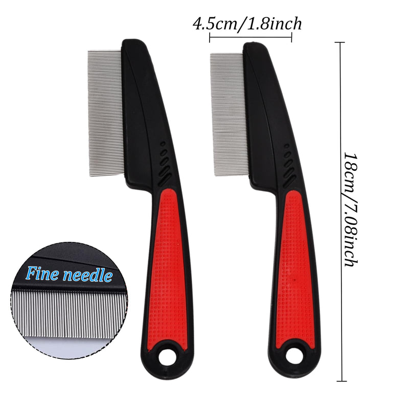 Pack of 2 pet flea combs, 18 cm cat dog lice comb, professional flea comb for cats/dogs, stainless steel dust comb with fine teeth, pet flea removal comb, effective against fleas/nits/dirt/ticks - BeesActive Australia