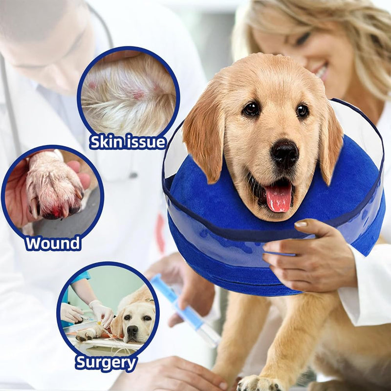 Neck collars for dogs, 2-in-1 inflatable dog collar for recovery after operations or wounds, dog collar, protective collar for pets, adjustable, comfortable protective collar, blue L blue (neck: 12 "-18") L - BeesActive Australia