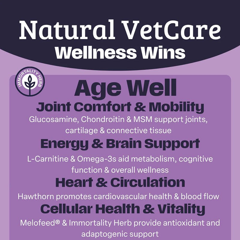 Natural VetCare AGE WELL Soft Chews for Dogs 225g – Supports Healthy Ageing at Cellular Level, Promotes Mobility, Mood & Overall Wellness – Easy Daily No-Mess Supplement