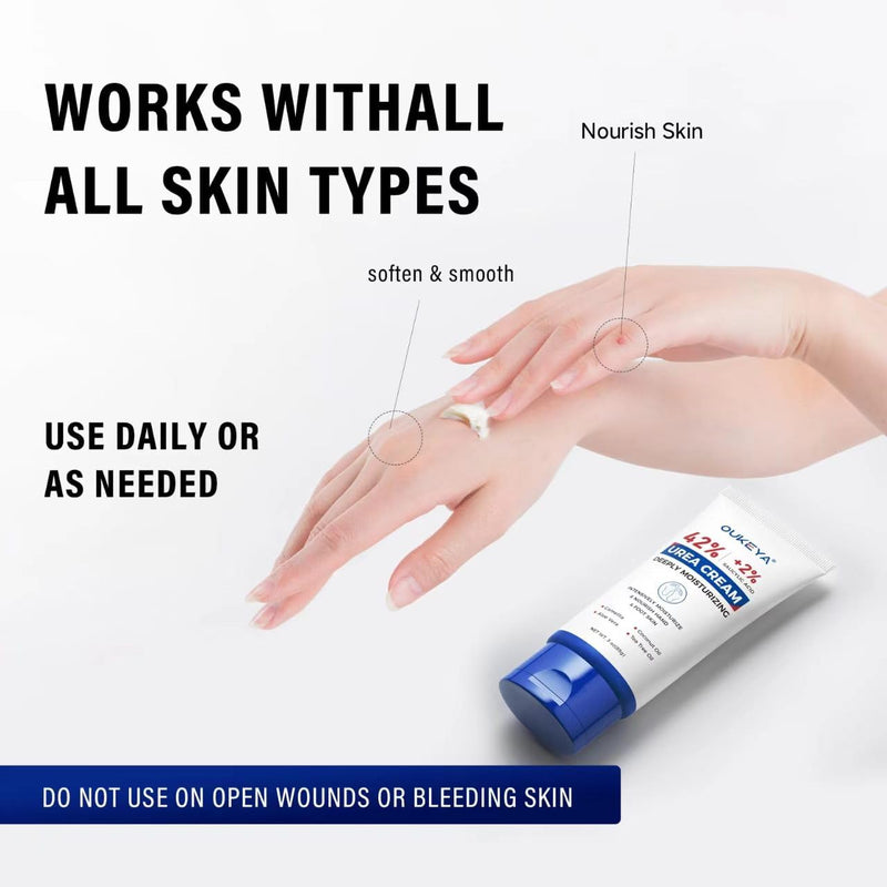 OUKEYA Urea Cream 42 Percent with 2% Salicylic Acid, 3 Oz Foot & Hand Cream for Dry Cracked Heels, Deep Moisturizing & Softening Keratin Feet Cream, Nourishing Skin Care Lotion for Rough, Dry Areas 3 Ounce( Pack of 1)