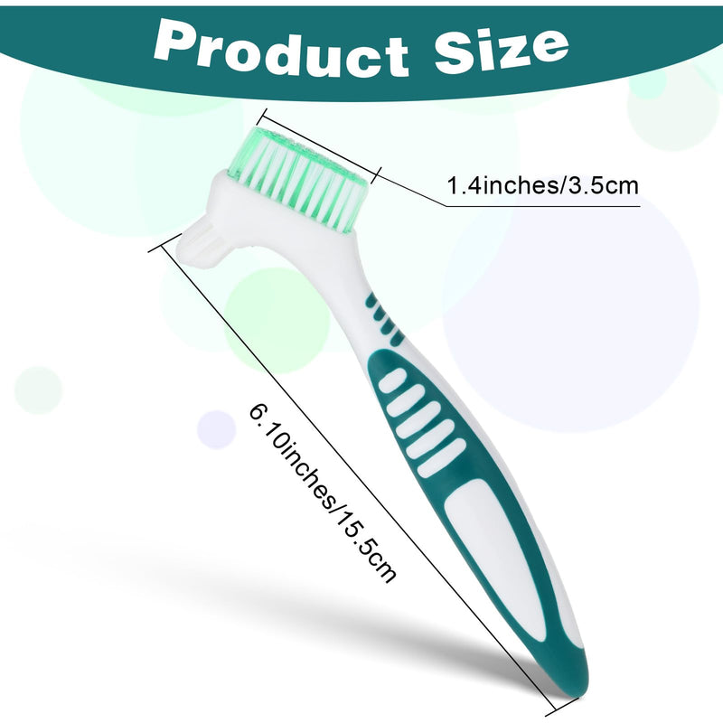 Denture Cleaning Brush Set, 2Pcs Premium Hygiene Denture Toothbrushes for Denture Care Multi-Layered Soft Bristles Ergonomic Rubber Handle Top Denture Cleanser Tool