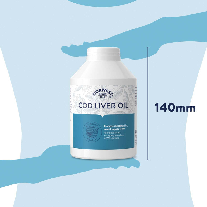 Dorwest Herbs Cod Liver Oil Capsules for Dogs and Cats 500 Capsules 500 Count (Pack of 1)