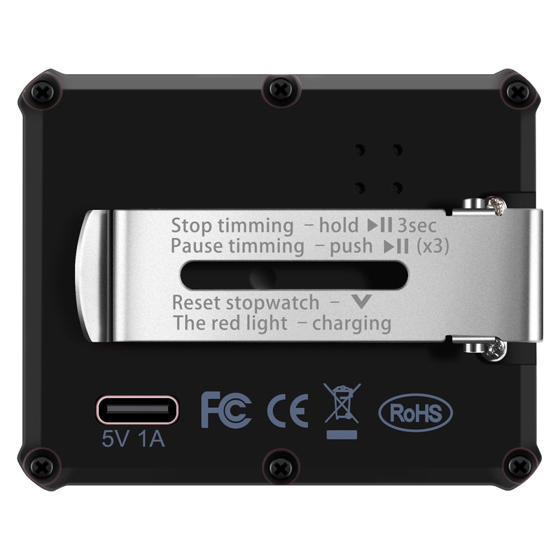 8100 Professional Interval Timer and Stopwatch, Backlight, USB-C Charged, Clock -Black Black - BeesActive Australia