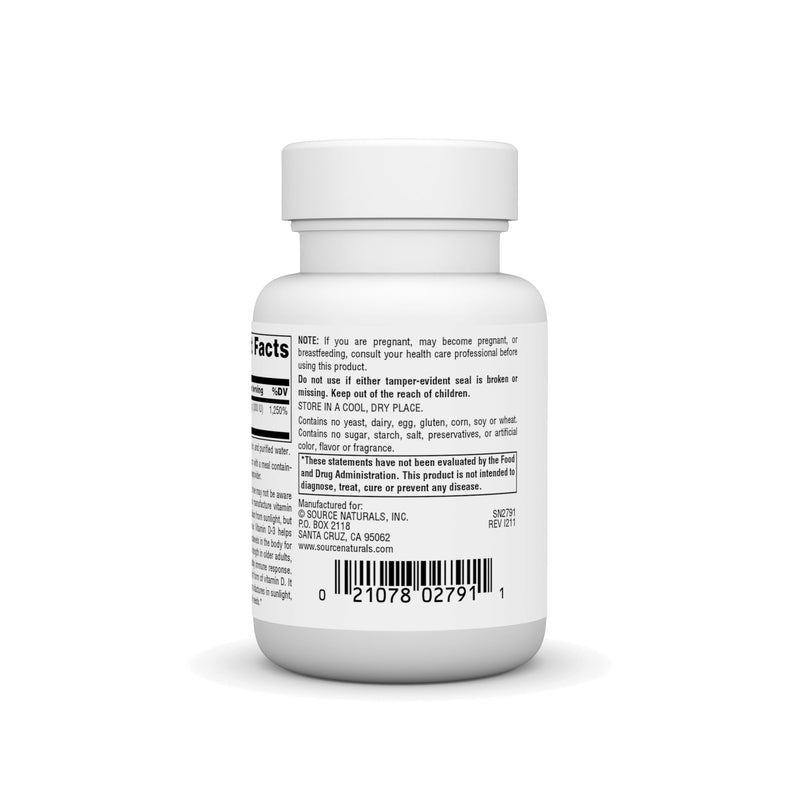 Source Naturals Vitamin D-3, 250 mcg (10,000 IU) - 60 Softgels | Supports Bone & Immune Health | Contains Soy* 60 Count (Pack of 1)