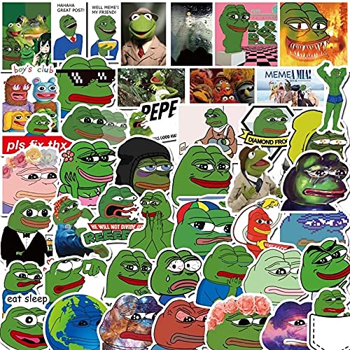 10/30/50PCS Spoof Pepe Sad Frog Cartoon Graffiti Stickers for Laptop Refrigerator Motorcycle Skateboard Phone Sticker Kid Toys 286 Pepe Sad Frog 50pcs - BeesActive Australia