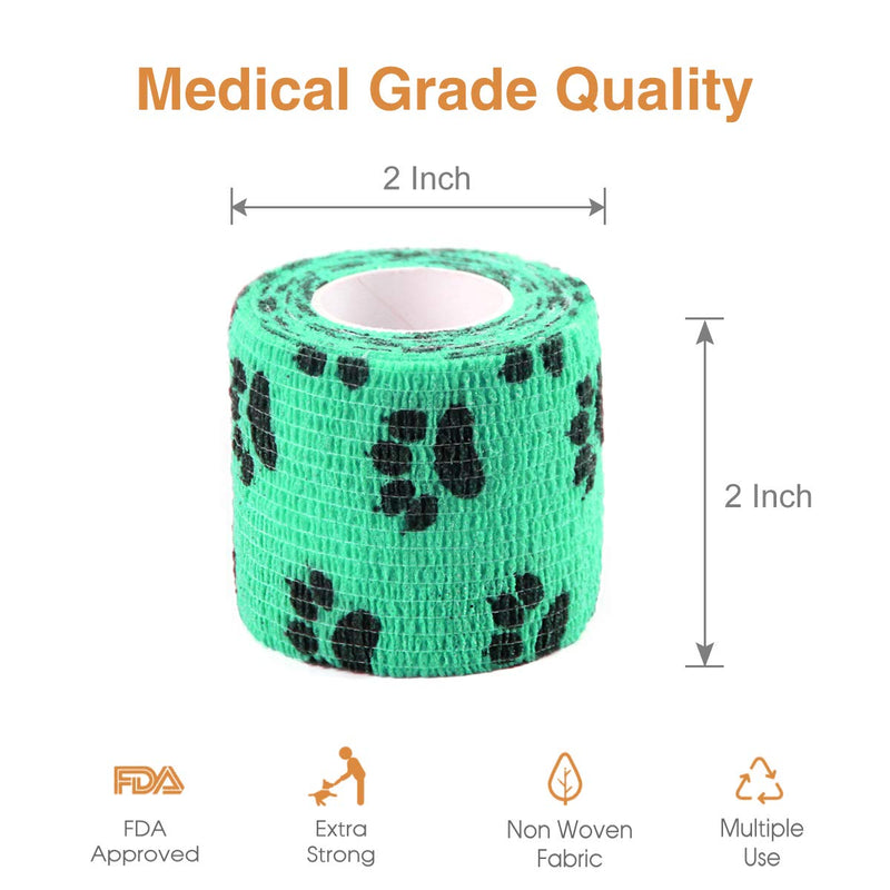 AUPCON Vet Wrap Cohesive Bandages Bulk Self Adhesive Bandage Wrap Self Adherent Wrap Non-Woven for Dogs Pet Animals & Ankle Sprains & Swelling 2 Inch x 5 Yards (2 Inch Claw) 2 Inch Claw - BeesActive Australia