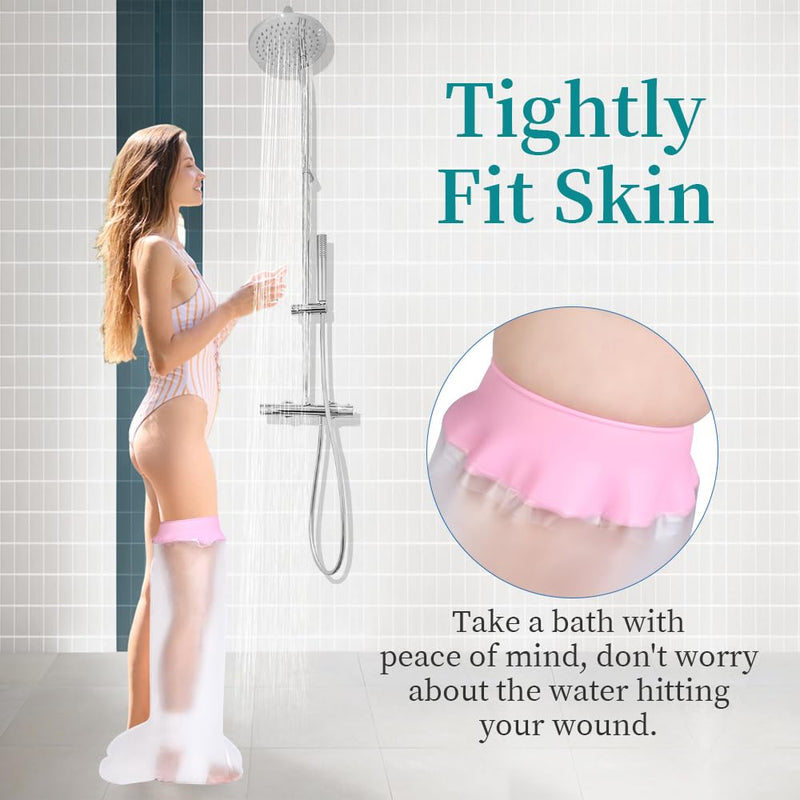 mosago Waterproof Cast Covers for Shower Leg, Soft Comfortable full Leg Protector for Shower Adult, Keep Wound/Bandage Dry Bath, Broken Legs/Knee/Foot/Ankle, Reusable Wound Care Supplies (Pink) Half Leg - BeesActive Australia