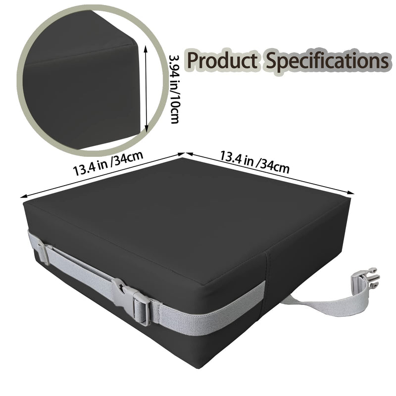 Booster Seat for Dining Table, PU Anti-Scratch Easy Cleaning Kids Toddler Booster Seat for Table, Portable Increasing Booster Cushion with Non-Slip Bottom and Adjustable Elasticity Straps Dark Gray - BeesActive Australia