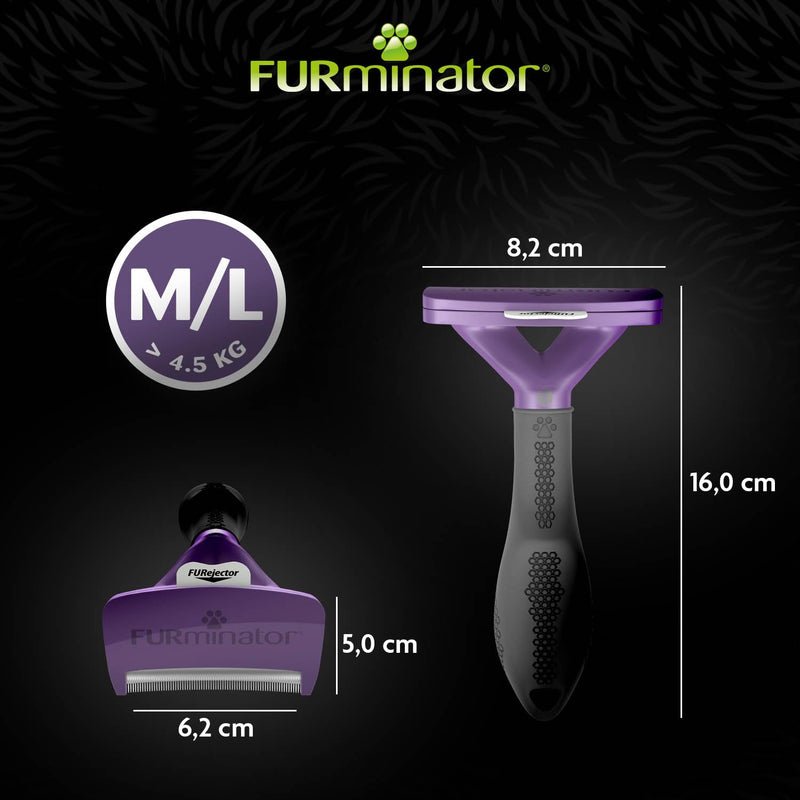 FURminator deShedding tool cat size M/L short hair - cat brush for medium to large cats to remove the undercoat - improved design version 2.0 - BeesActive Australia