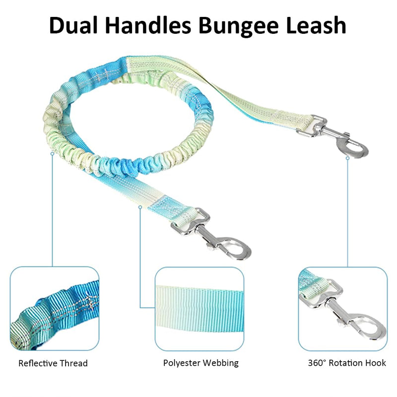 Hands Free Dog Leash with Zipper Pouch, Dual Handles and Durable Reflective Bungee for Walking, Jogging and Running Medium Large Dog (Pink+Cyan) Pink+Cyan - BeesActive Australia