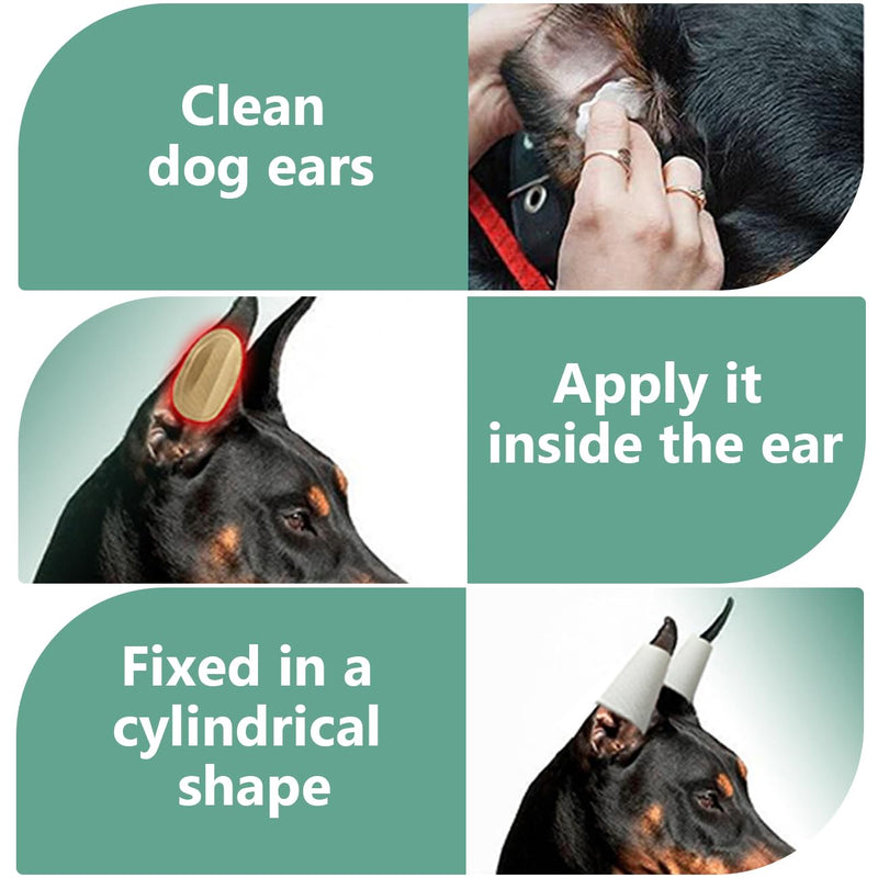 2 Pcs Dog Ear Posting Kit for Doberman Pinschers - Dog Ear Tape Ear Stand Up Support Tool with Tape for Ear Correction and Vertical Hold brown