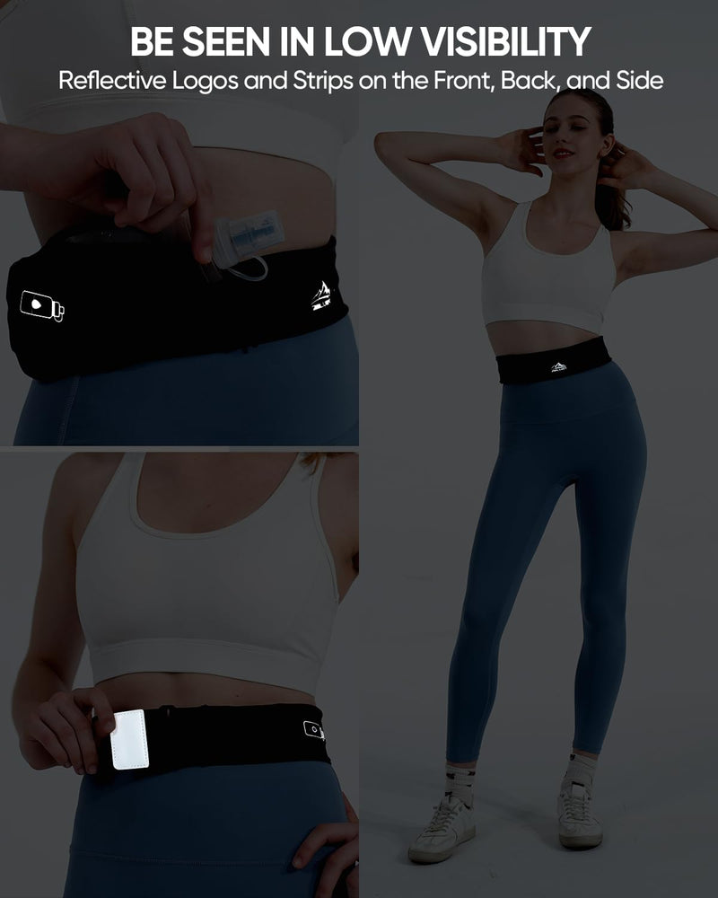 Running Belt with 400ml Water Bottle, Adjustable Running Fanny Pack with Phone Holder and Gym Towel, Waterproof Belt Bag for Women Men for Jogging Hiking Marathon (Black, M/L) - BeesActive Australia