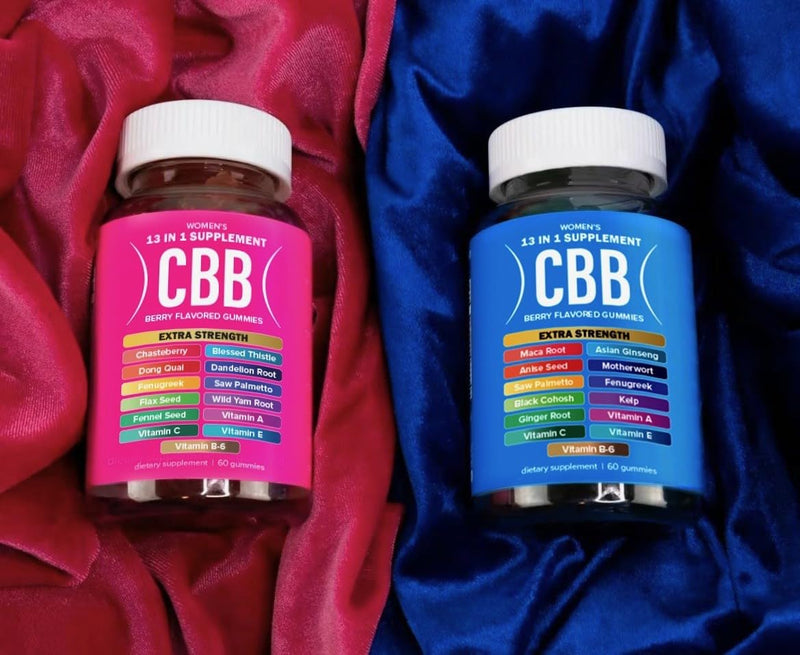 Curvy Body Bears CBB Women’s Multivitamin Gummies Top & Peach Support Combo Pack | Herbal & Vitamin Gummy Supplement | Berry Flavor | 2-Pack (120 Gummies) Pink/Blue