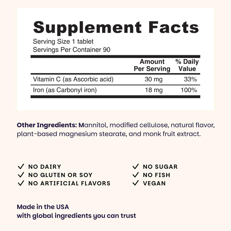 EZ Melts Iron - Supplement for Daily Energy & Iron Support - with Vitamin C - No Artificial Flavors - Non-GMO & Vegan - Zesty Orange - 180 Dissolvable Tablets (180 Servings) 90 Count (Pack of 2)