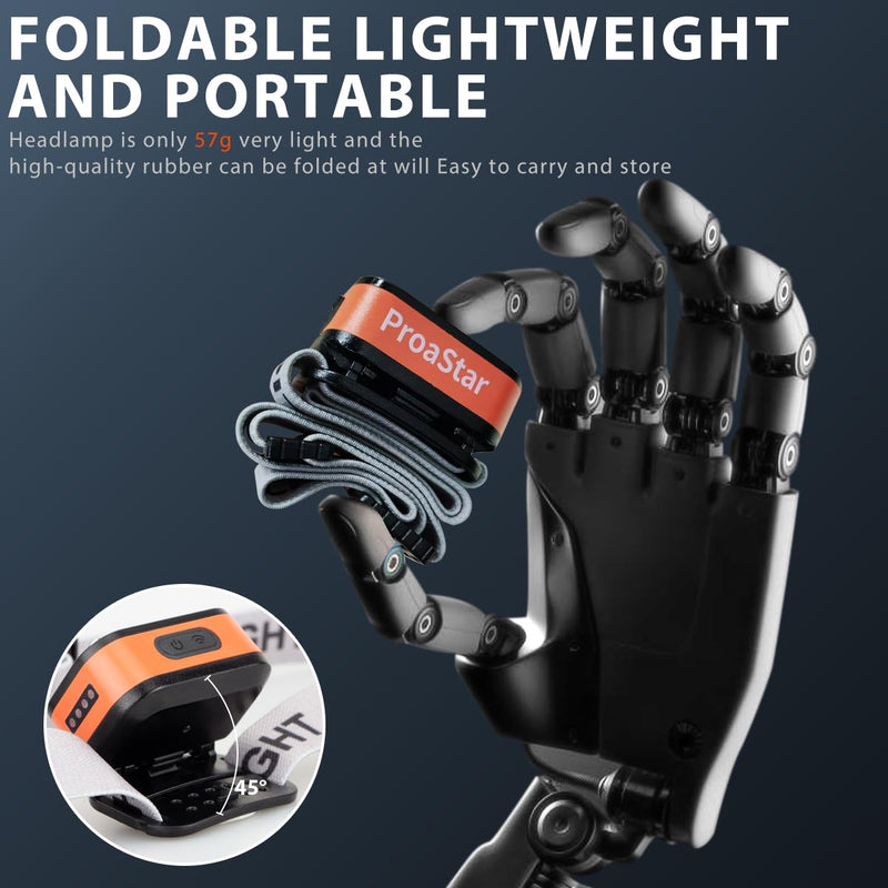 Headlamp Rechargeable 4PCS,400 Lumen Head Lights for Forehead,5 Modes Waterproof Motion Sensor Head Lamp,Headlamp Flashlight,LED Rechargeable Headlight for Running,Fishing,Hiking,Camping 4 Pack