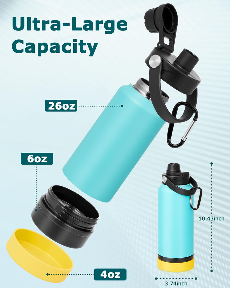 Portable Dog Water Bottle, 32OZ Stainless Steel Dog Water Bottle, with Dog Drinking Bowl & Food Bowl, Leak Proof, Double Vacuum Insulation, Dog Travel Water Bottle for Walking Hiking Camping - BeesActive Australia