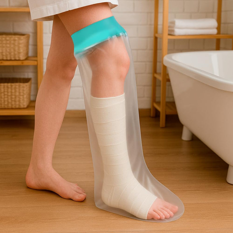 CIVJET Cast Covers for Shower Leg, Waterproof Cast Cover for Showering/Swimming, Cast Protector for Shower Leg Adult, Water Proof Shower Boots for Foot after Surgery, Knee, Ankle, Boot (Diameter-7.9") Reinforced Green - BeesActive Australia