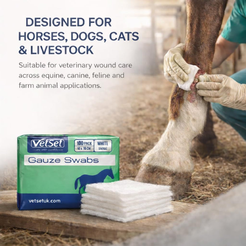 Veterinary Gauze Swabs for Horses, Dogs, Cats & Animals, 10cm x 10cm| Highly Absorbent Non Sterile Dressing Pads(12 Ply – Extra Thick & More Absorbent, 100 Pack) 12 Ply – Extra Thick & More Absorbent (100 Pack)