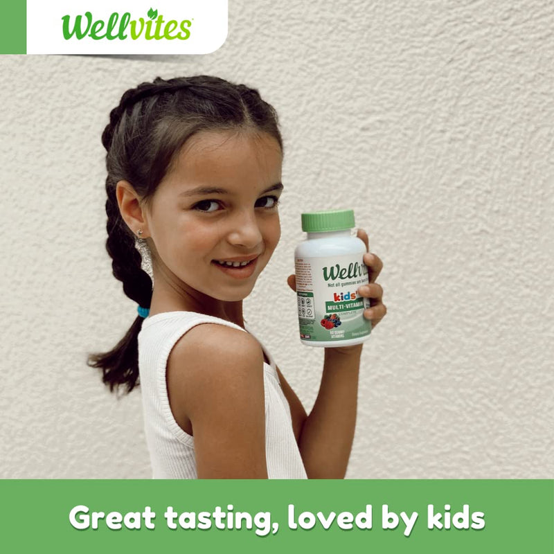 Wellvites Kids Multivitamin Gummies - Sugar Free, Vegan, Non-GMO, Vitamin A, D, B6, B12 and C - No Artificial Sweeteners, Gluten-Free, Gelatin-Free - 60 Count (30 Day Supply) Kids' Multi