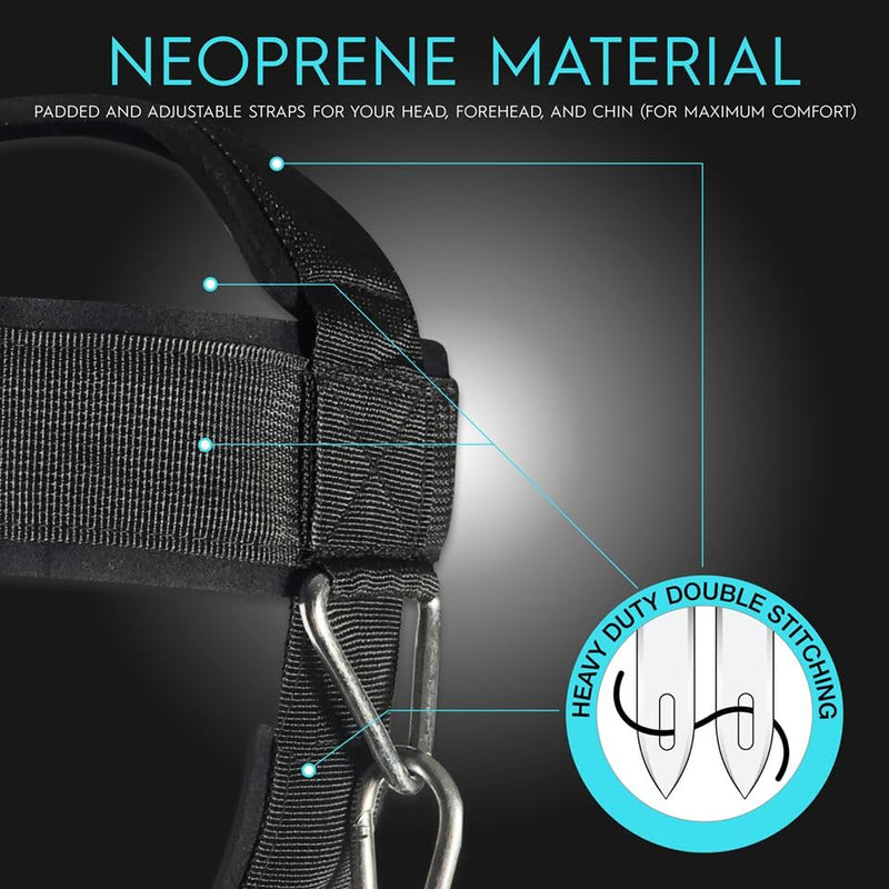 Vikingstrength Neck Harness Padded Strength Trainer- Premium Quality for Neck Curls and Training. Head Exerciser for Sports and Fitness, D ring + V-Strength Workout App