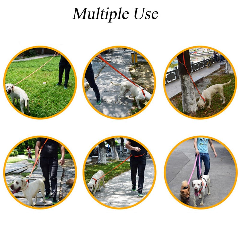 8.4FT Long Black Nylon Multifunctional Double-Ended Dog Leash Hands Free Dog Leash Adjustable Puppy Lead Rope for Medium Large Dogs - BeesActive Australia