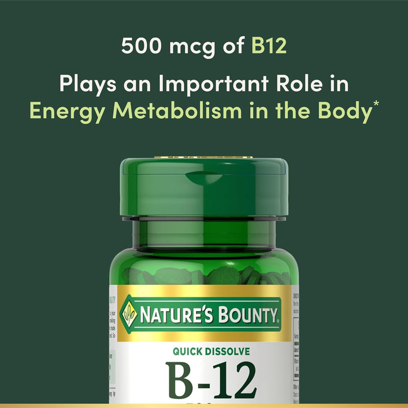 Nature's Bounty Vitamin B-12 500 mcg, 100 ea (Pack of 4)