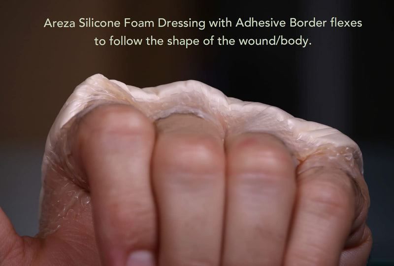Areza Medical - Silicone Foam with Super-Absorbent Layer - Wound Dressing - Waterproof - with Silicone Adhesive Border - Sterile - 6" x 6" - 5 PCS per Box - BeesActive Australia