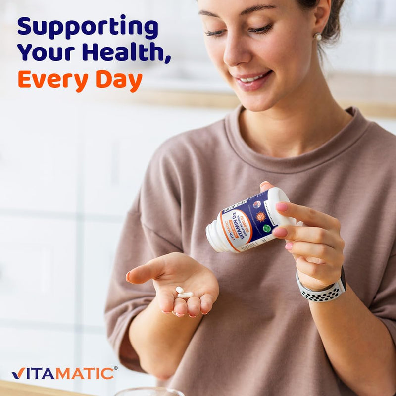 Vitamatic 3 Pack Vitamin D3 50,000 IU (as Cholecalciferol), Once Weekly Dose, 1250 mcg, 60 Veggie Capsules 1 Year Supply, Progressive Formula Helping Vitamin D Deficiencies | Supports Bone, Teeth & Immune Health*, Non GMO, Gluten Free, Made in USA