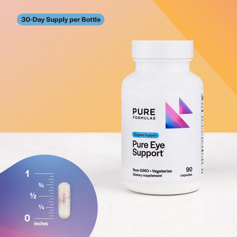 PureFormulas Pure Eye Support | Lutein and Zeaxanthin Supplement - 90 Vegetarian Capsules 90 Count (Pack of 1)