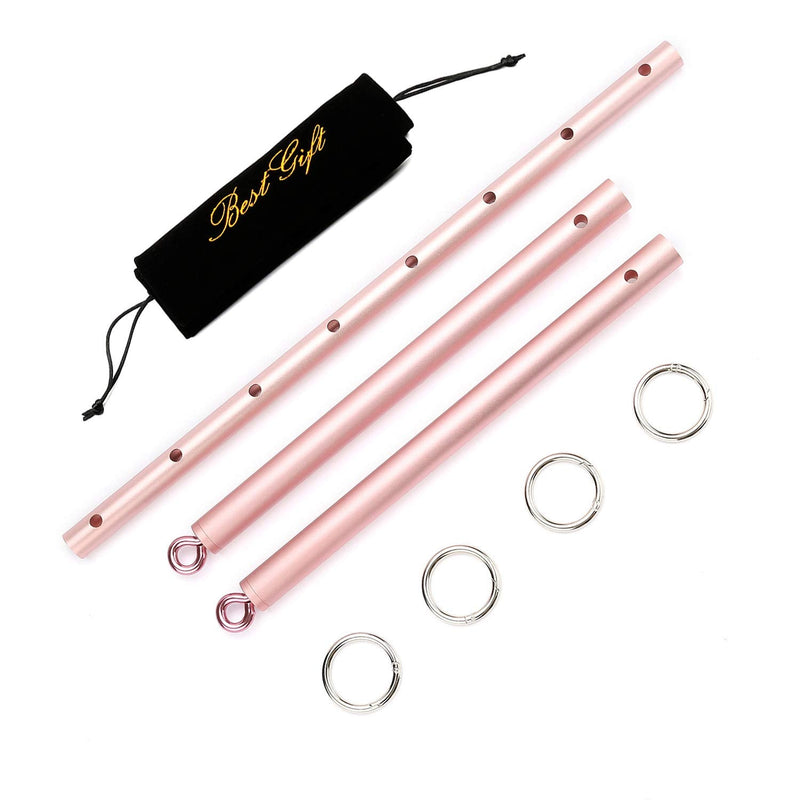 Spreader Pilates Exercise bar, Restore Pilates Bar with 4 Adjustable Strap, Exercise Guide, Home Yoga Training Fitness Gear, Stretching Exercise Tools Rose Gold Bar+Pink Strap