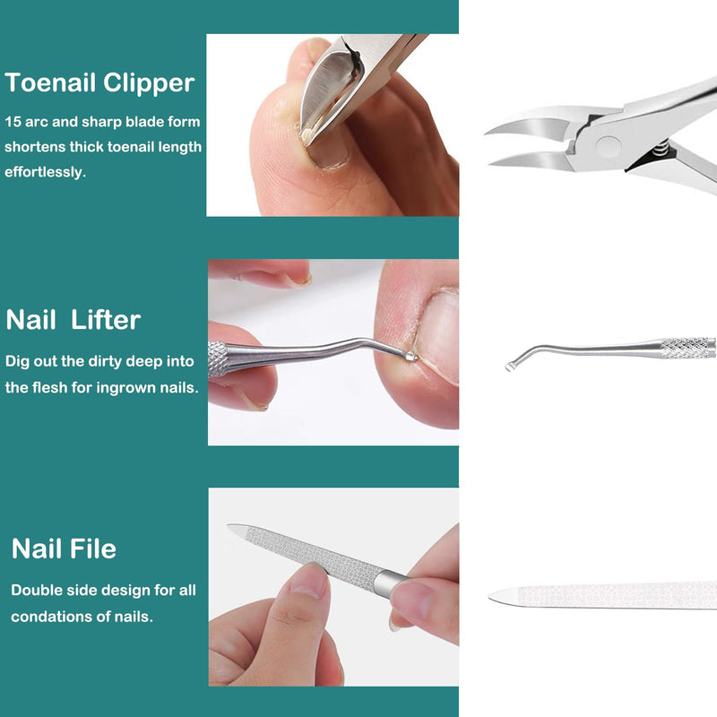 Pedicure Tools for Feet,Ingrown Toenail Treatment,Ingrown Toenail Removal Kit,Pedicure Set,Toenail Grooming Kit,Top Notch Foot Blade, Super Sharp Toenail Clippers (8 Pack) 8 Pack - BeesActive Australia