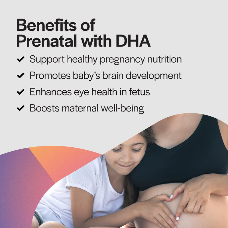 PureFormulas Prenatal Vitamins with DHA, Comprehensive Multi Vitamin & Mineral for Maternal Wellness and Baby's Healthy Development, Gluten-Free, Non-GMO, 30 Servings, 90 Softgels