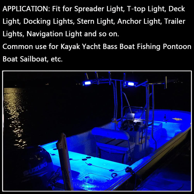 Shangyuan Pontoon Boat Docking Light - Marine LED Spreader & Navigation Lights, Blue, 2pcs 18w 6Led 2pcs blue - BeesActive Australia