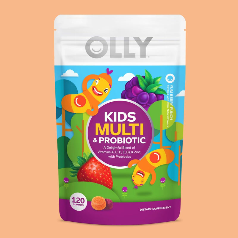 OLLY Kids Multi & Probiotic Gummy, Digestive Support - 120 Count Pouch 120 Count (Pack of 1)