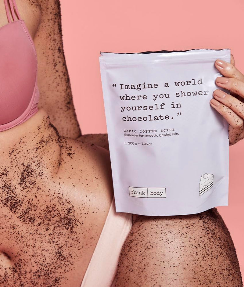 Frank Body Cacao Coffee Scrub | Natural, Vegan, Cruelty Free Exfoliating Body Scrub Smooths, Hydrates, and Nourishes Skin with Cacao Extract, Macadamia Oil, and Vitamins A, E, and D | 7.05 oz / 200 g - BeesActive Australia