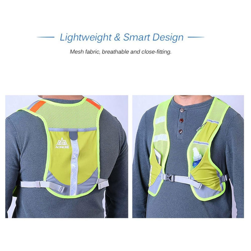 AONIJIE Reflective Running Vest Marathon Running Vest Pack Breathable for Hiking Camping Cycling Race rose red with 2*250ml bottle