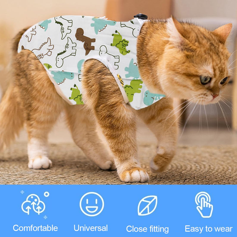 WeddHuis Cat Bodysuit After Surgery Cat Bodysuit for Surgery Castration Soft Cotton Cat Clothing Anti Licking Alternative to Neck Collar for Cats - BeesActive Australia