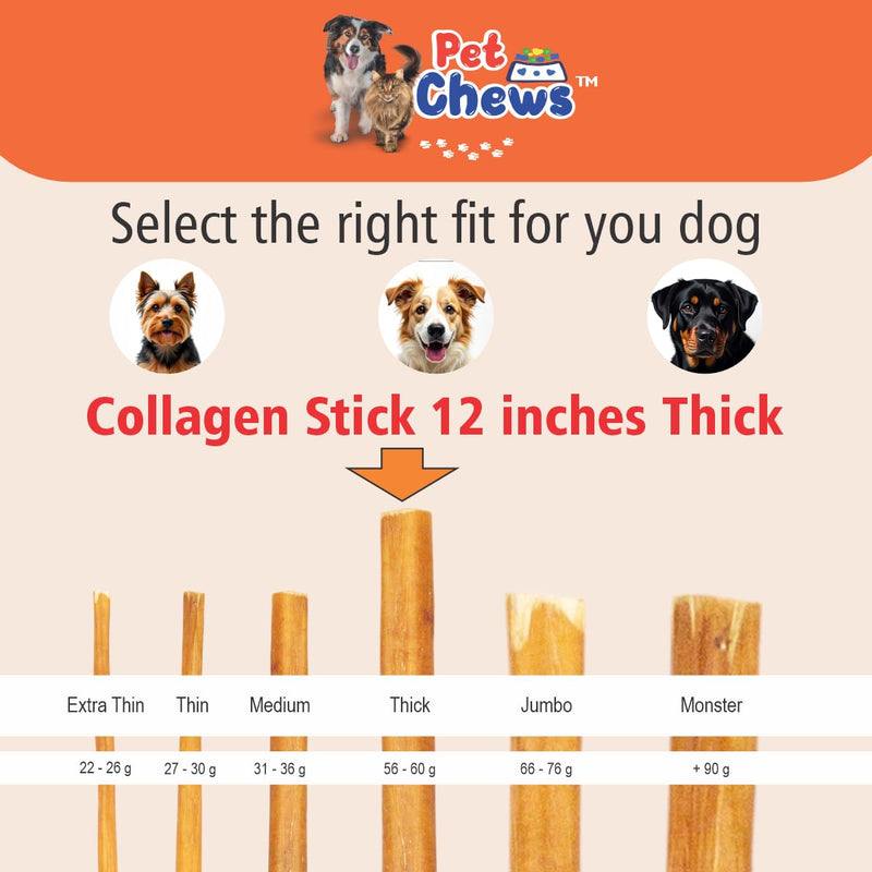 12" Beef Collagen Sticks 10pk - Odor-Free Long Lasting Dog Chews - 100% Natural Rawhide-Free & Dye-Free - No Stain Carpets - Joint Support for Medium & Large Dogs - Healthy Treats.