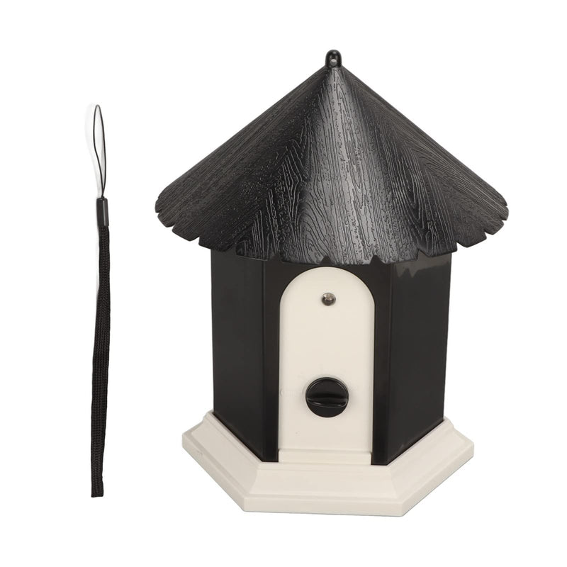 Gavigain Outdoor Ultrasonic Bark Control Bird House Design Up to 50 Ft Coverage Adjustable Control Dog Bark Deterrent for Backyard (Black) Black
