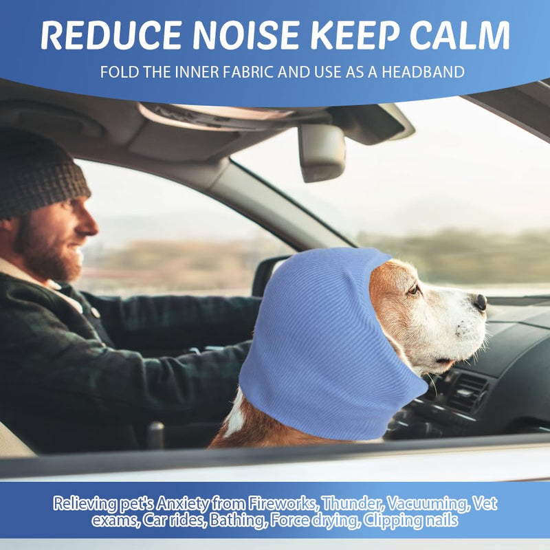 COMFPET Happy Hoodie for Dogs & Cats, Noise & Hearing Protection, Soothing Earmuffs, Ear & Wind Protection, Reduces Fear of Fireworks, Ideal for After Surgery, M (Blue) Blue M - BeesActive Australia