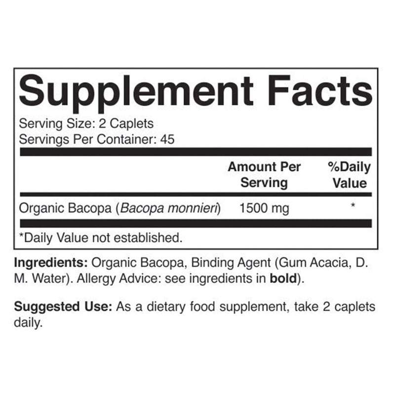 Brieofood Organic Bacopa 1500mg, 45 Servings, Vegetarian, Gluten Free, 90 Vegetarian Tablets‚Ä¶