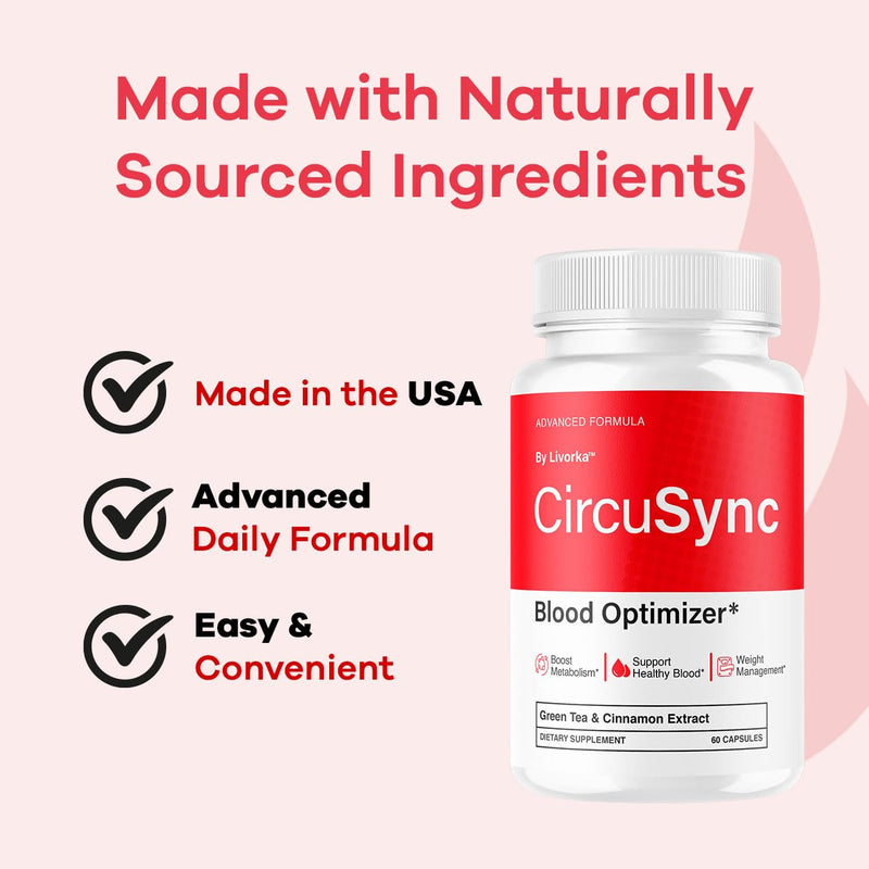 Circusync Capsules - Official Circu Sync Advanced Blood Health Support Supplement Pills - Maximum Strength, Natural Vitamins Formula for Overall Health & Wellness, 60 Capsules for 1 Month