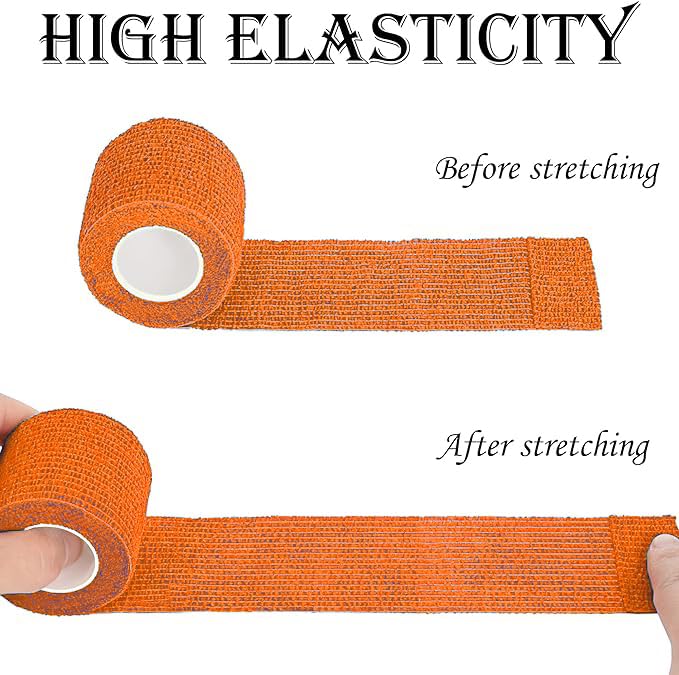 Self Adhesive Bandage Wrap, Medical Tape in First Aid Kit Cohesive Bandage Wrap for Sport & Athletic,and Wound Care for Animals Such as Cats, Dogs, and Horses 2" x 5 Yards 8 Rolls (Orange) Orange - BeesActive Australia