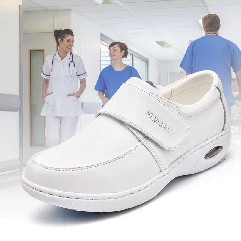 Women's Healthcare Nursing Shoes Lightweight Comfortable Nurse Shoe Footwear Restaurant Loafer Waterproof Work Shoes 8.5 White-209 - BeesActive Australia