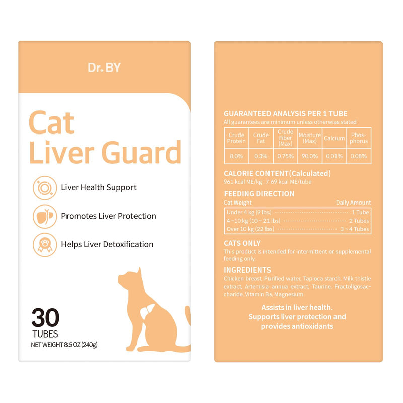 Doctor By Cat Liver Guard Squeezable Liver Supplement for Cats Feline Hepatic Support with Milk Thistle, Artemisia annua(SPB-201), Taurine lickable Formula Individually Packaged