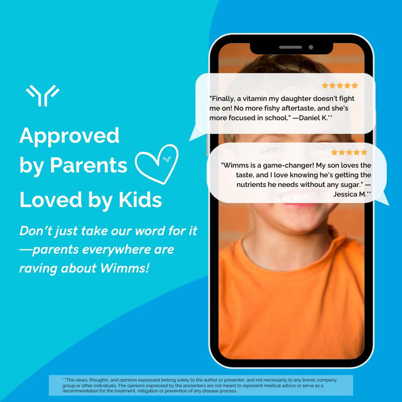 WIMMS Smart Chews for Kids | Omega-3 & Multivitamin Gummies | 600mg DHA & EPA | Sugar-Free Brain & Immune Support for Children | Tropical Flavor | 30 Daily Chews