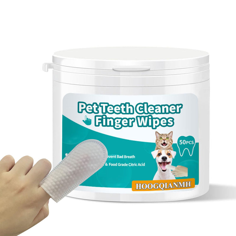 Pet Dental Finger Wipes for Dogs & Cats | Teeth Cleaning Wipes with Natural Formula | Remove Plaque & Tartar | Fresh Breath, Safe & Gentle (50 Count)