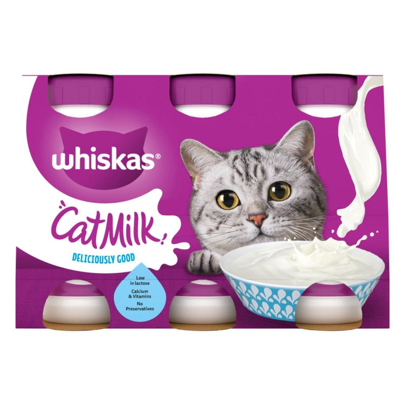 Whiskas Adult Cat Milk Bottles Low Lactose Cat Treat No Preservatives 30 x 200ml